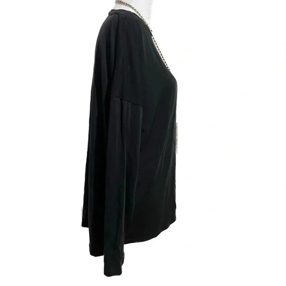 Paper Label black long sleeve oversized top size small - Picture 2 of 8